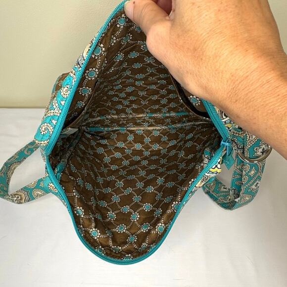 Vera Bradley Totally Turquoise Messenger Crossbody Bag Purse  | Retired Pattern - Picture 6 of 13